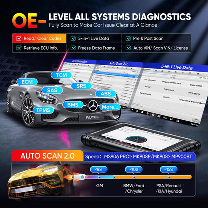 Auto Diagnosticus – Auto Scanner – OBD2 Diagnoseapparaat – Voertuig Tester – Foutcode Uitlezer – 8-inch HD Touchscreen – 3000+ Actieve Tests & 36+ Servicefuncties