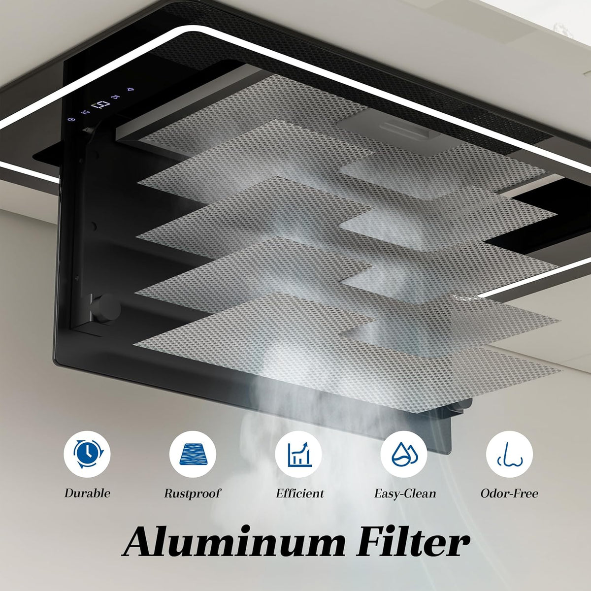 Inbouw Afzuigkap 52 cm Zwart – Onderbouw Afzuigkap – Geïntegreerde Afzuigkap – Kastmontage Afzuigkap – Keukenafzuigkap – 450 m³/h Afzuigvermogen – A+ Energieklasse