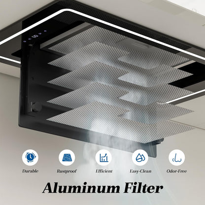 Inbouw Afzuigkap 52 cm Zwart – Onderbouw Afzuigkap – Geïntegreerde Afzuigkap – Kastmontage Afzuigkap – Keukenafzuigkap – 450 m³/h Afzuigvermogen – A+ Energieklasse