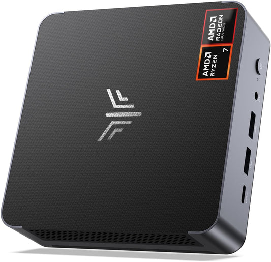 NiPoGi AM21 Mini PC W-11 Pro, AΜD Ryzen 7 8745HS (8C/16T, tot 4,9 GHz), 16 GB DDR5 5600MHz 512 GB M.2 NVME SSD Mini Desktop Computer, AΜD Radeon 780M, 4K Quad-Screen-Display, 2×HDMI, DP, WiFi 6