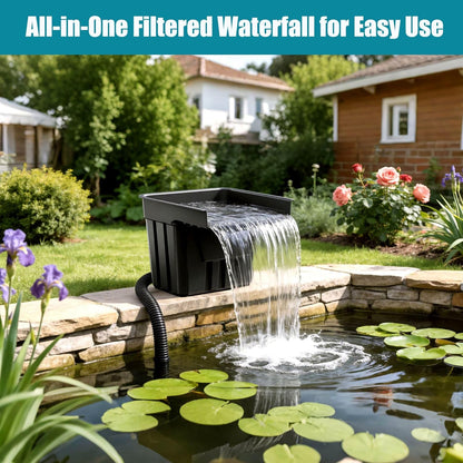 Biling Vijverwaterval met vijverfilter, complete set, zwembadwaterval met 80 W, 4500 l/u vijverpomp, watervallen, beekloop, kit voor tuinvijver, waterspel, terras