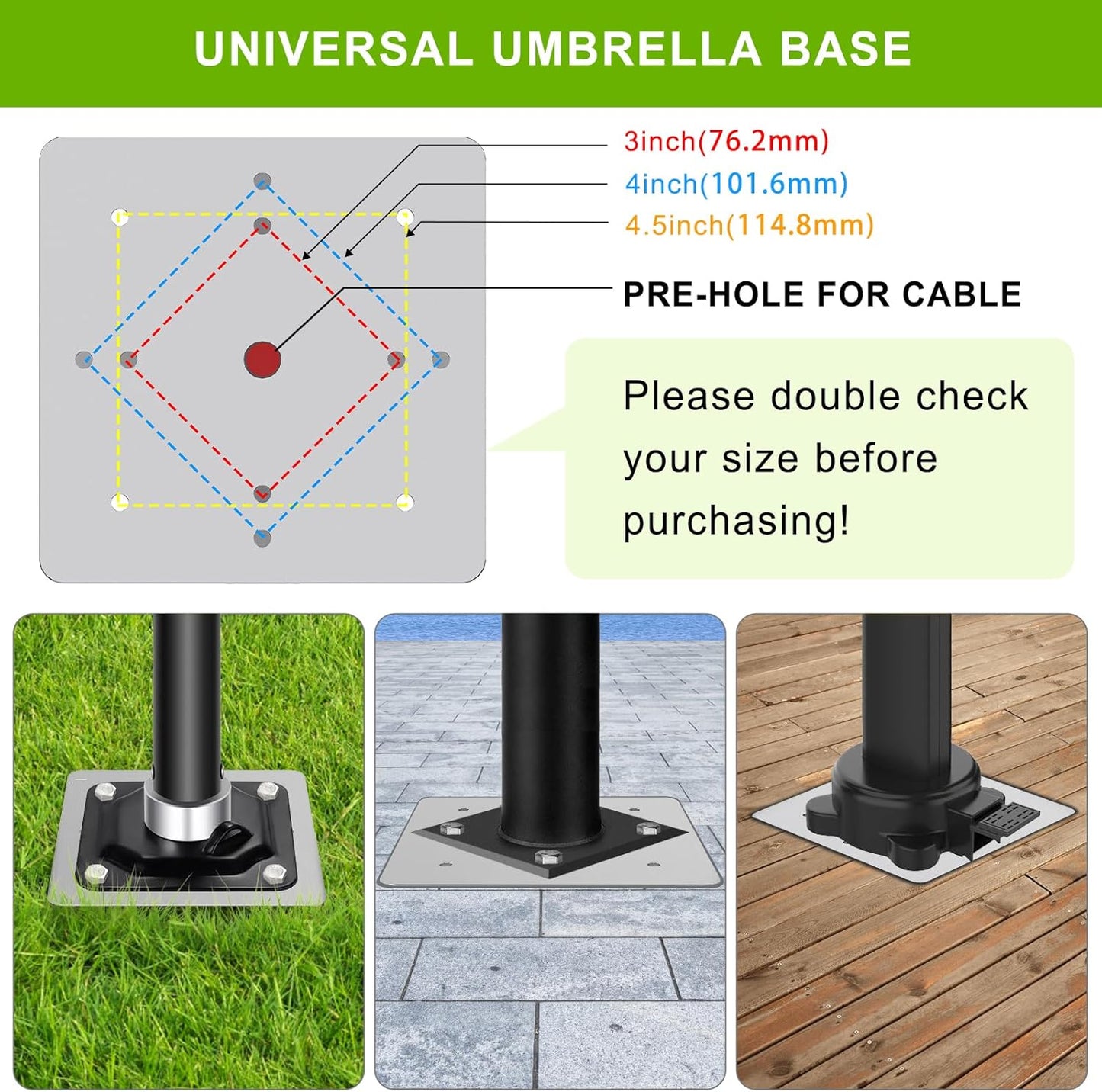 Dolibest In de grond parasolbasis, universele parasol grondanker offset vrijdragende paal in grondmontageplaat, zwaar belastbare terrasparasolstandhouder voor buiten, tuin, balkon, neerslaan