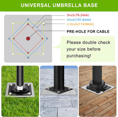 Dolibest In de grond parasolbasis, universele parasol grondanker offset vrijdragende paal in grondmontageplaat, zwaar belastbare terrasparasolstandhouder voor buiten, tuin, balkon, neerslaan