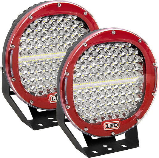 Willpower 2pcs 9 Inch 294W Led Werklampen 12V 24V Led Lichtbalk Spotlights LED Werklamp Mistlamp Waterbestendig IP67 Led Work Light Bar Voor Tractor Auto Boot 4x4 Vrachtwagen Offroad ATV Rood