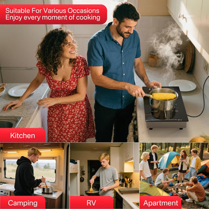 30cm Built-in Induction Hob 2 Ring, 3500W Electric Hob with Touch Control, Plug-in Double Zone Cooker with Timer & Child Lock, 230V for Kitchen or Worktop Use