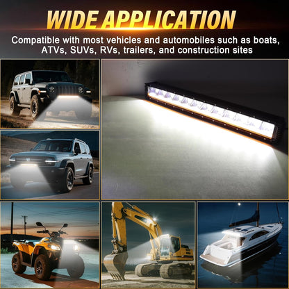RIGIDON 23 inch 80W 8000LM Led Lichtbalk met 12V kabelboomset, Amber DRL, Led-verlichting Bar Rijdende Offroad Lichten Werklampen voor 4x4 auto voertuige vrachtwagen tractor ATV UTE SUV boot