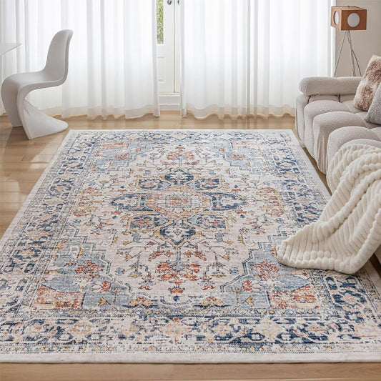 CHOSHOME Groot tapijt, wasbaar, laagpolig, voor woonkamer, modern, vintage, klassiek, antislip, Boheems tapijt, voor slaapkamer, machinewasbaar, kunstwol, meerkleurig, 200 x 290 cm