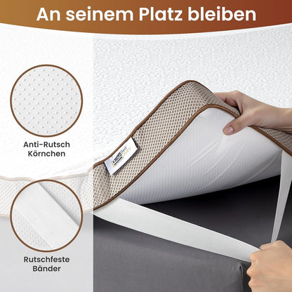 Gel Memory Foam Topper 180x200 – Matras Topper – Traagschuim Topper – Matrassen Topper – Boxspring Topper – Dubbelzijdig Hardheidsniveau H3/H4 – Verkoelende Gel Met Ventilatie