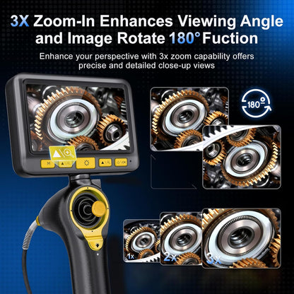 Endoscoopcamera, 6,2 mm, 360 graden draaibaar, 5 inch HD 1080p, inspectiecamera met licht, buiscamera, camera's met 6 leds, IP67 waterdicht, 1 m kanaalcamera, stuurendoscoop