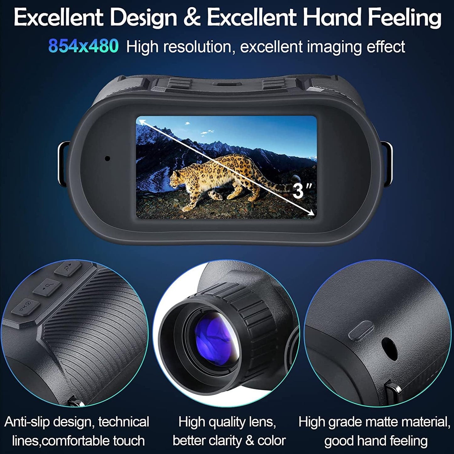 Digitale verrekijker met nachtzicht, 3 inch tft lcd-nachtzichtapparaat, jachthulpapparaat, 4K HD, 1080p vizier, 6000 mAh ricarabicabile, 5 x digitale zoom om op te sporen, voor