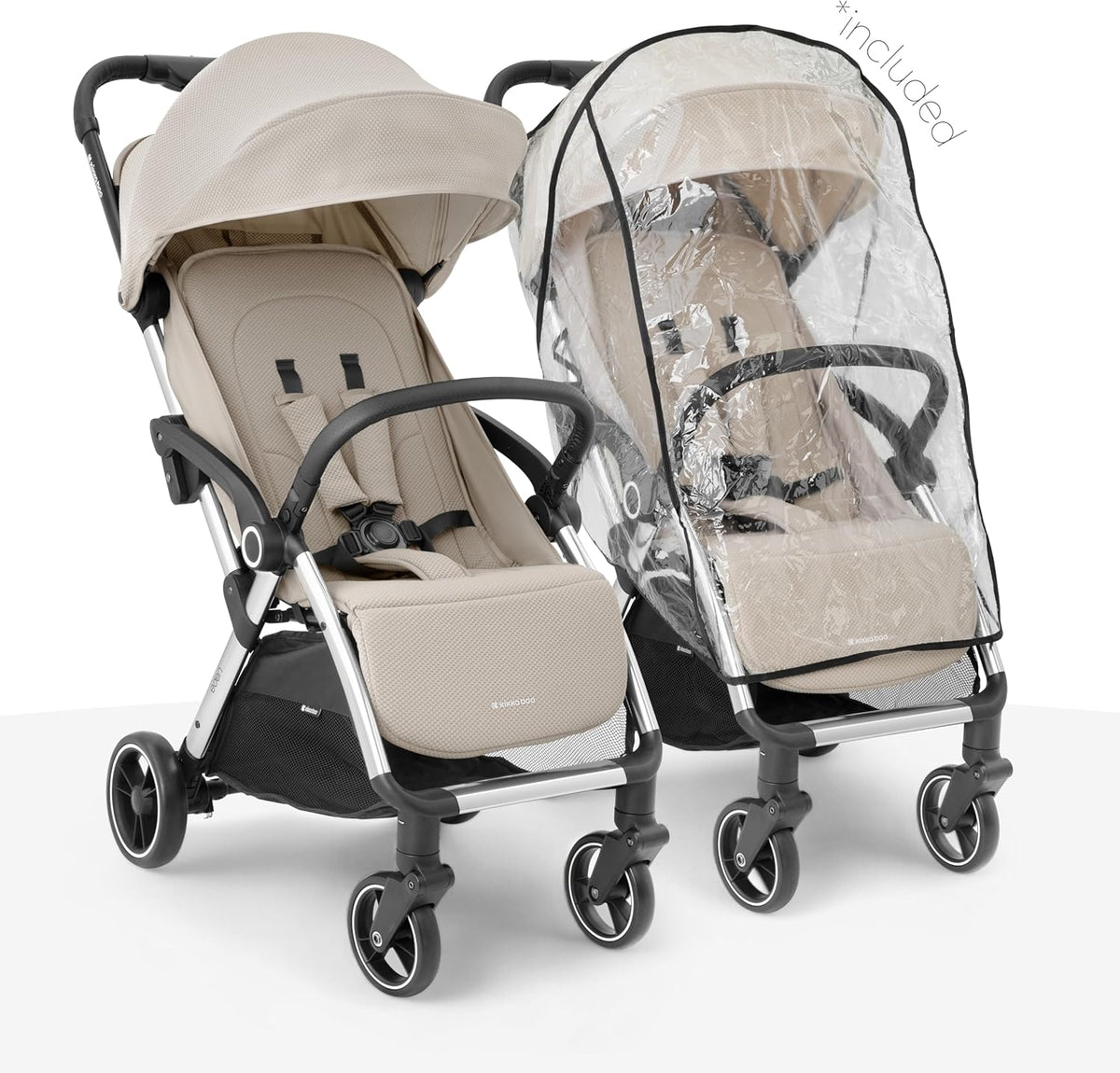 KikkaBoo EDEN Buggy, kinderwagen tot 22 kg, automatisch vouwen, kantelpositie, ultralicht, compact, beige