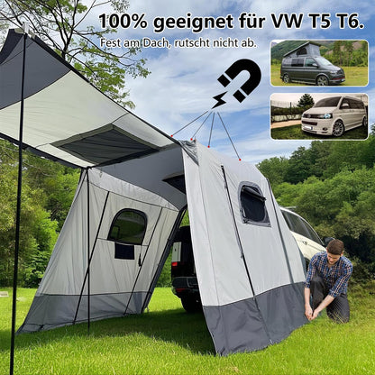 VW Tent 200 x 200 x 205 cm, Baktent Geschikt Volkswagen T5/T6, Caddy Tent Achterkleptent Voor 2–3 personen, Waterdicht tot 3000 mm, Achtertent VW T5 Ideaal VW Campingaccessoire.
