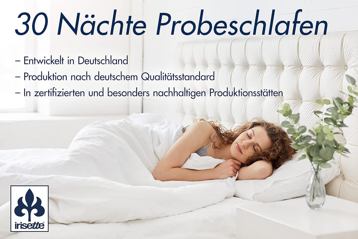 Irisette Fehmarn 500 pocketveringmatras, omkeerbaar matras met 7 zones, hardheidsgraad 3, 140 x 200 cm, Öko-Tex gecertificeerd, geproduceerd volgens Duitse kwaliteitsstandaard