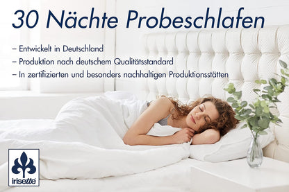 Irisette Fehmarn 500 pocketveringmatras, omkeerbaar matras met 7 zones, hardheidsgraad 3, 140 x 200 cm, Öko-Tex gecertificeerd, geproduceerd volgens Duitse kwaliteitsstandaard