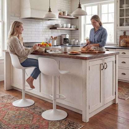YOUNIKE Barkruk set van 2 wit, in hoogte verstelbare draaibare barstoel met rugleuning, hoge barstoelen als keukenstoel, toonstoel, praktische barkruk voor toonbank, keuken eetkamer