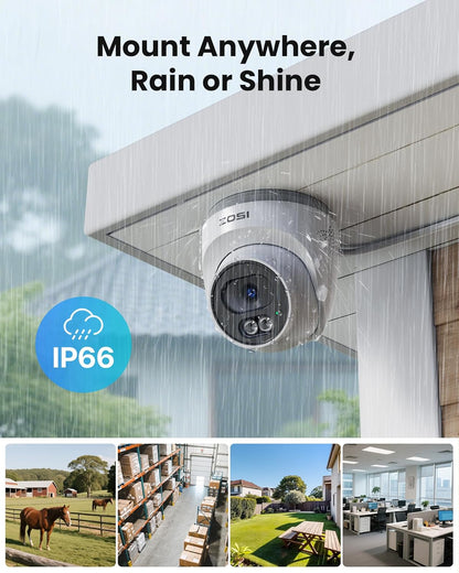 ZOSI 2,5K PoE Bewakingscamera voor Buiten, 8CH 5MP NVR met 2TB HDD, 4X 4MP PoE Dome Camera Bewaking Set met Audio, Persoonsherkenning, 100ft Nachtzicht, C220
