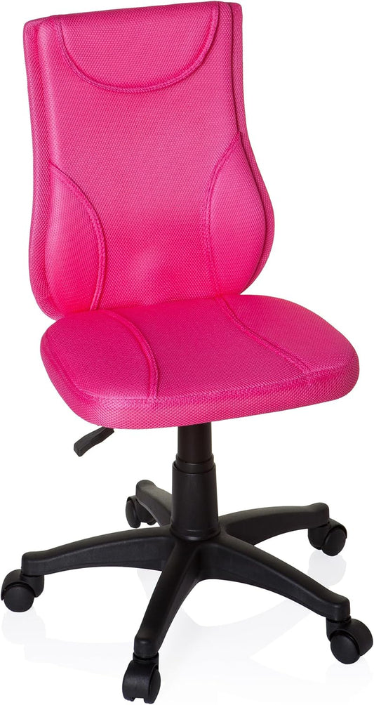 hjh OFFICE 670410 kinderbureaustoel KIDDY BASE netstof roze draaistoel ergonomisch in hoogte verstelbaar