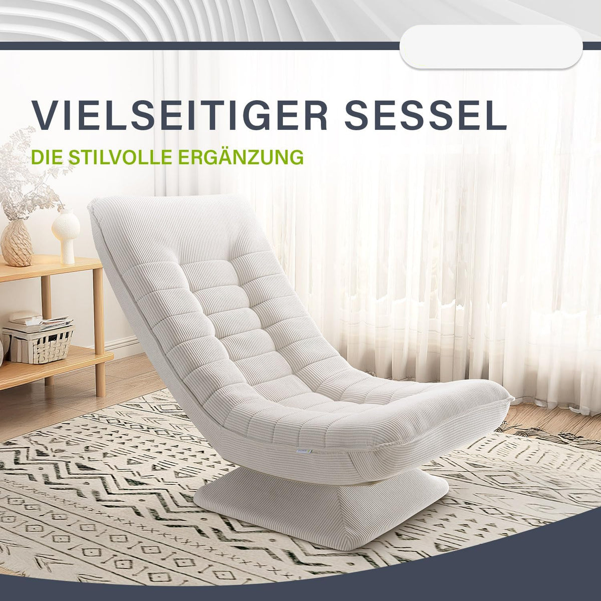 Relaxstoel – Fauteuil – Lounge Stoel – Zitzak – Leunstoel – Beige – Ergonomisch Design – 360° Draaibaar & Inklapbaar