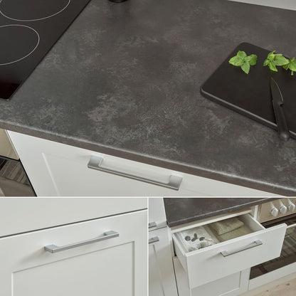 Keukeneiland – Kücheninsel – Keukenblok – Keukentrolley – Werkbank – Modern Mat Wit – Metallic Bruin Werkblad – Ruime Opbergruimte – 145 x 90 x 90 cm