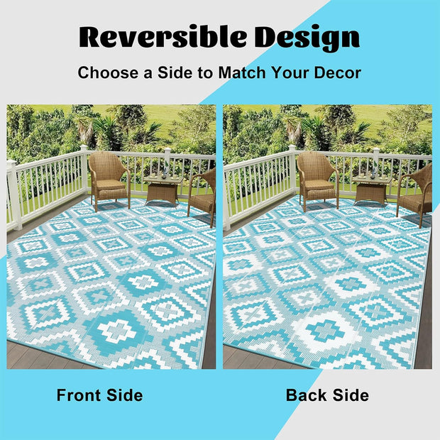 Buiten Vloerkleed - Buitenkleden - Buitentapijt - Opvouwbaar - UV-bestendig - Waterdicht - Buitenmatten - voor Buiten - Balkon - Strand - Picknick -Terras - Rechthoekig - 240 x 300 cm - Turquoise