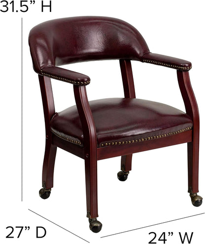 Flash Furniture Sarah Oxblood Conferentiestoel, vinyl, luxe, met accent nagelbekleding en wielen