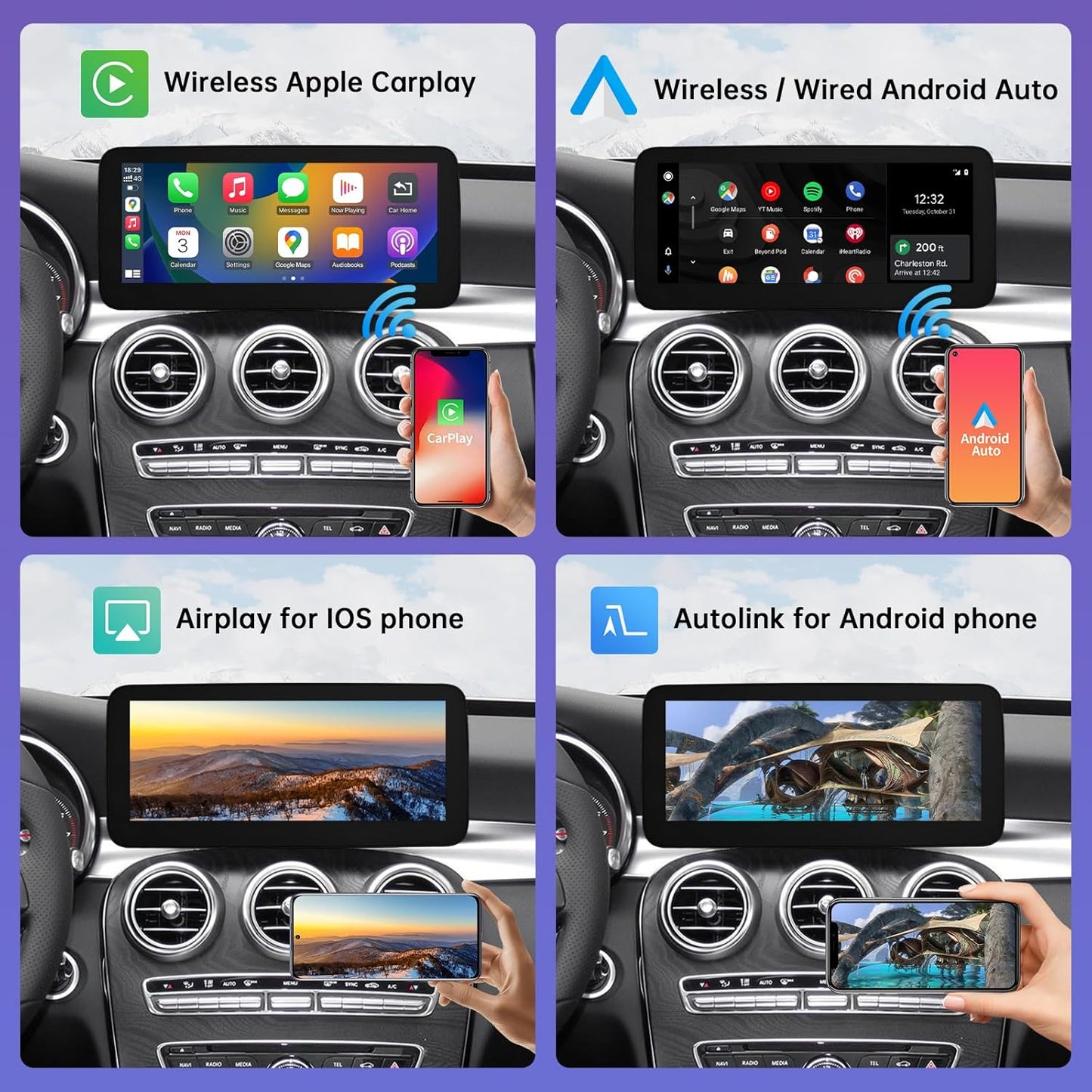 Road Top 10.25 Inch Car Radio Wireless CarPlay Android Car Touch Screen for Mercedes Benz C GLC V Class W205 W447 2016-2018 Year with NTG5.0 System, Support Mirrorlink - QUORE
