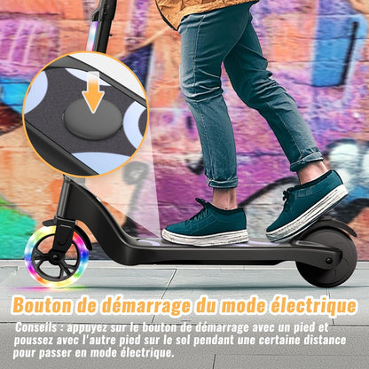 TST Elektrische step voor kinderen, 6-8-10 jaar, elektrische step met gekleurd ledlicht en 3 instelbare hoogtes, 5,3 inch, elektrische step voor kinderen, maximale belasting 70 kg, maximale snelheid