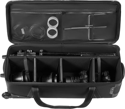 VEVOR Koffer met wieltjes voor studio-uitrusting, 100 x 38 x 32 cm, draagtas voor camera, met wielen, riemen, gevoerd vak, handvat, voor voetverlichting, statief, telescoop, Zwart, Studio-uitrusting