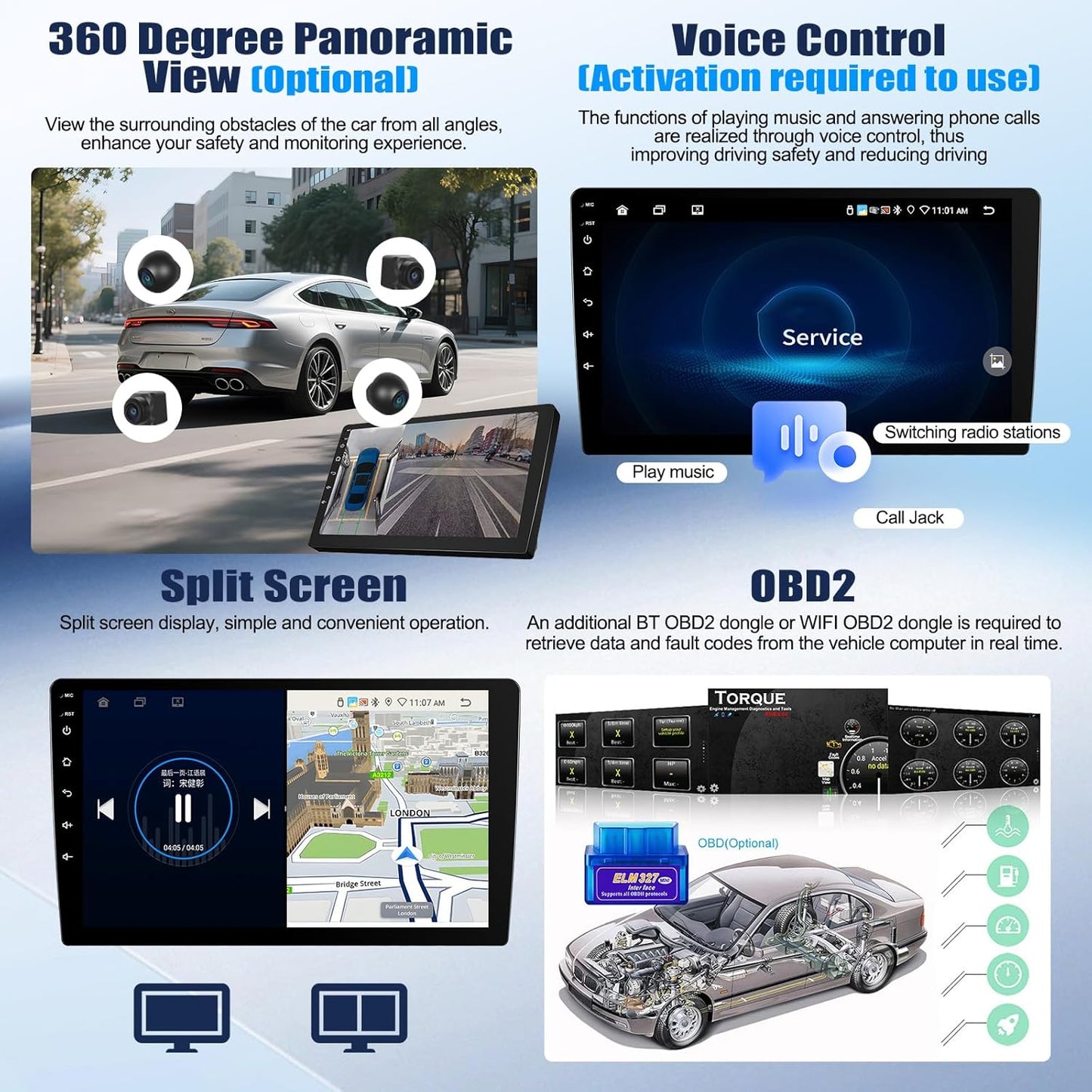Android 15 Autoradio – Multimedia Systeem – Navigatie Radio – Draadloze CarPlay – Bluetooth Autoradio – 9 Inch Touchscreen – 8-Core Processor Met 6+128GB Geheugen