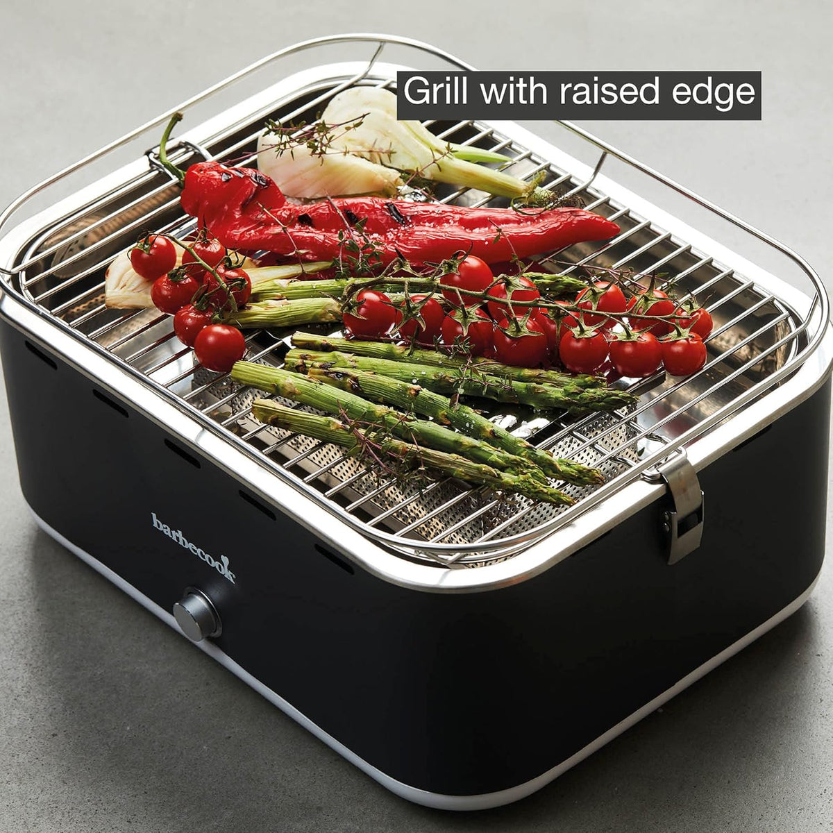 Barbecook tafel bbq Carlo houtskool barbecue met draagtas, geschikt voor 6 personen, Urban Grey, 44x33x21cm