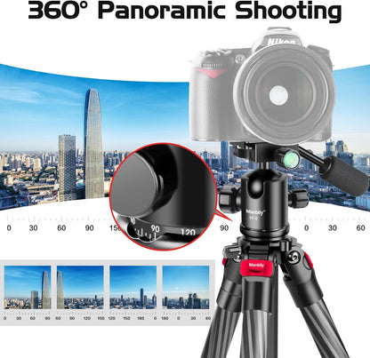 Koolstofvezel Camerastatief – Reisstatief – Fotostatief – Videostatief – Monopod – 360° Balhoofd – Opgevouwen Slechts 6,8 Cm Breed