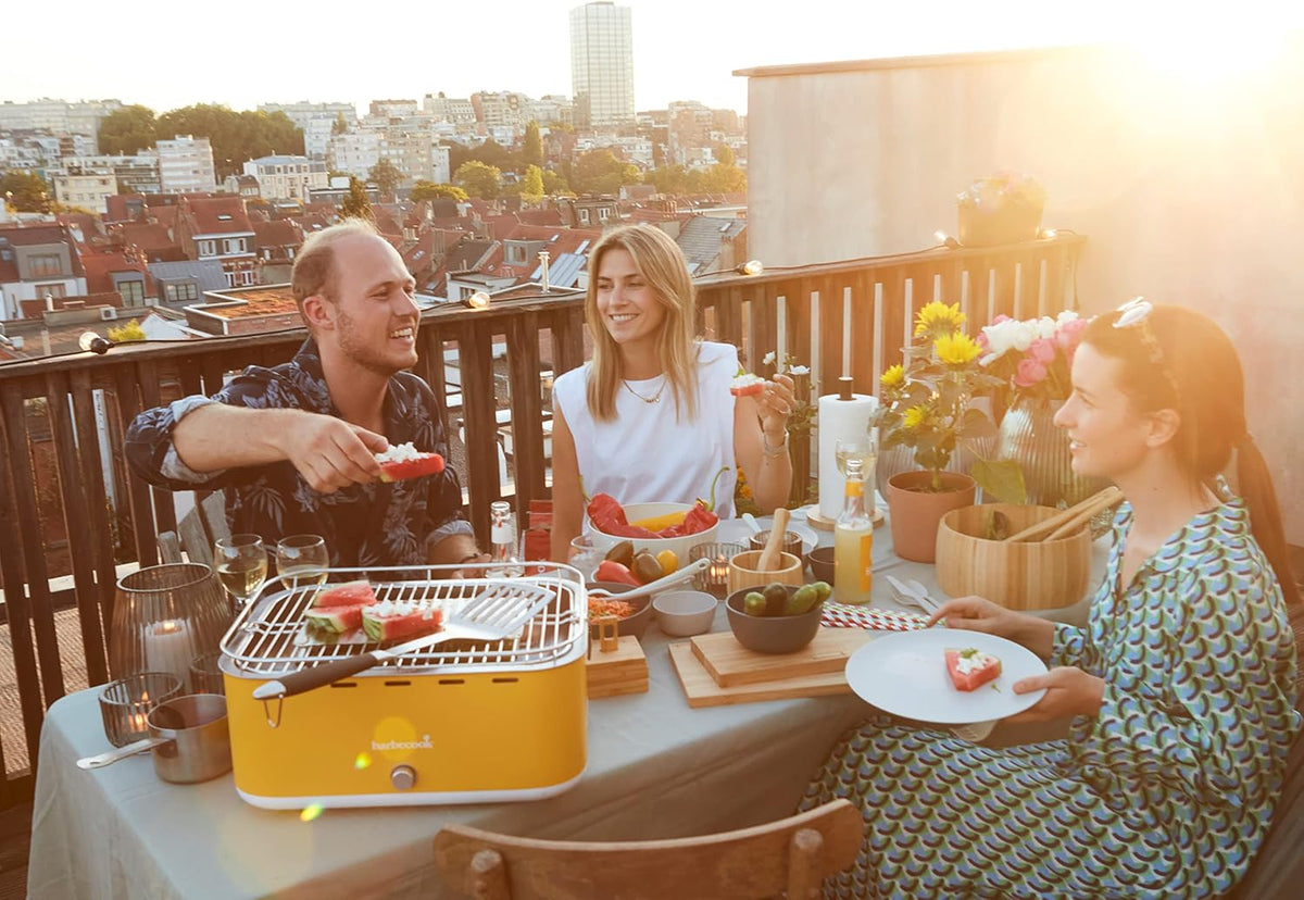 Barbecook tafel bbq Carlo houtskool barbecue met draagtas, geschikt voor 6 personen, Sunshine Yellow 44x33x21cm