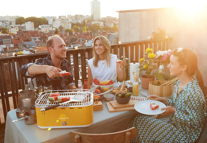 Barbecook tafel bbq Carlo houtskool barbecue met draagtas, geschikt voor 6 personen, Sunshine Yellow 44x33x21cm
