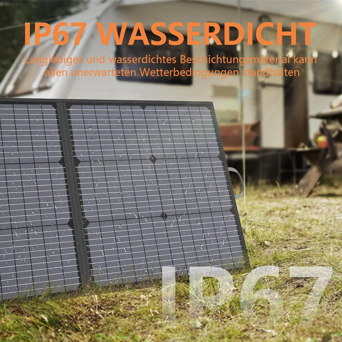 Draagbaar zonnepaneel, 110 W, IP67 waterdicht, opvouwbaar zonnepaneel, kit met 20 V uitgang, 23,5% rendement module voor outdoor, camping, draagbaar powerstation, laptops, campers, campers