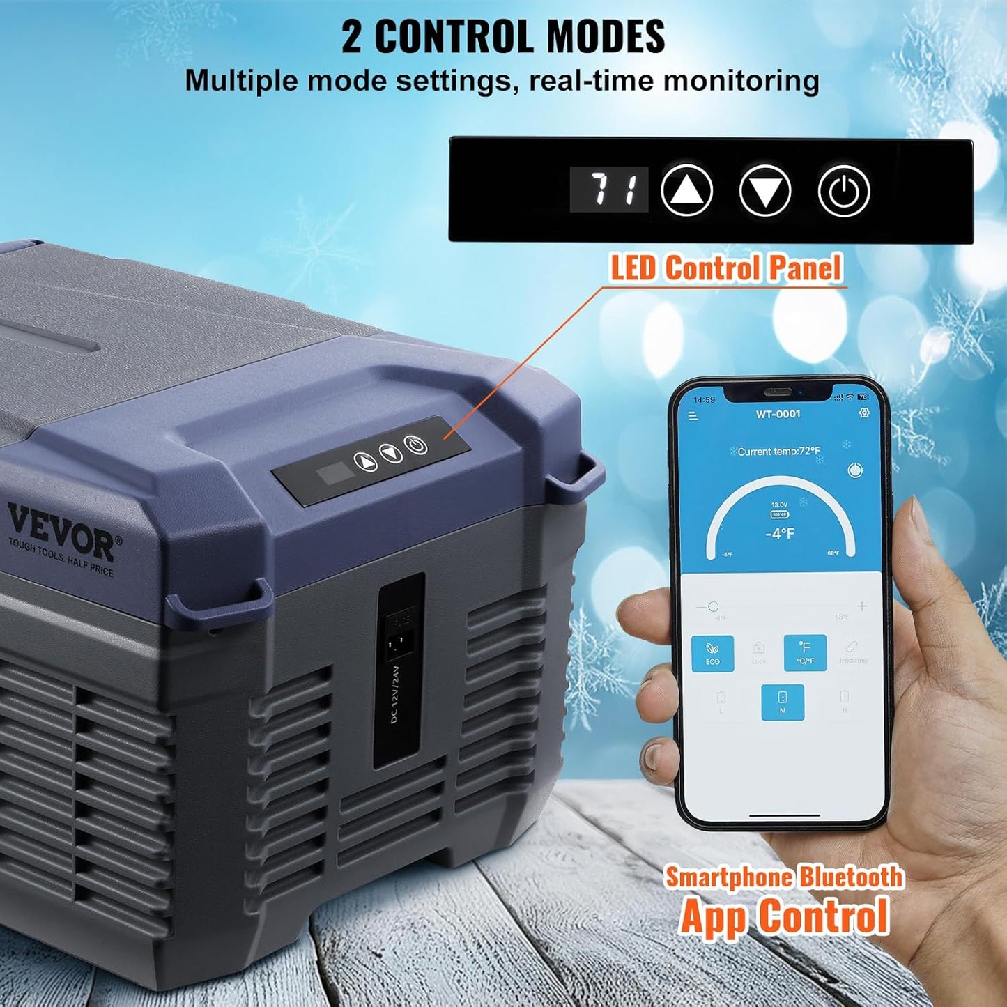 Draagbare Compressor Koelkast – Auto Koelbox – Autokoelkast – Camper Koelkast – Camping Koeler – 9 Liter – 12/24V DC En 100 Tot 240V AC