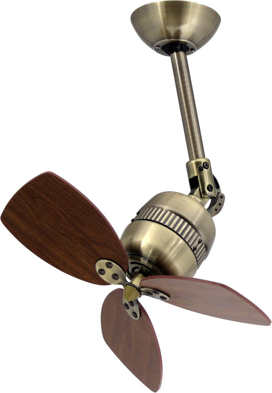 Plafondventilator/Wandventilator Antiek Messing/Walnoot – Ventilator – Kamerventilator – Koelventilator – Luchtcirculator – 45,7 Cm Compact Voor Kleine Ruimtes – Stille AC-Motor Met 4 Snelheden