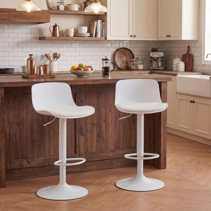 YOUNIKE Barkruk set van 2 wit, in hoogte verstelbare draaibare barstoel met rugleuning, hoge barstoelen als keukenstoel, toonstoel, praktische barkruk voor toonbank, keuken eetkamer
