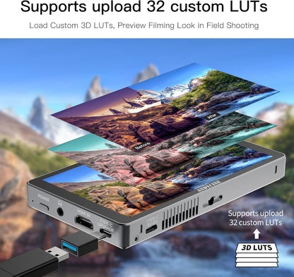 ANDYCINE X5L 6 Inch Touch Screen Camera Field Monitor, 1200 Nits CNC Camera Monitor, Built-in 3000mAh Battery, Ultralight 4K HDMI Input/Output, Full HD 1920 x 1080P, 3D LUT Monitor for Camera - QUORE