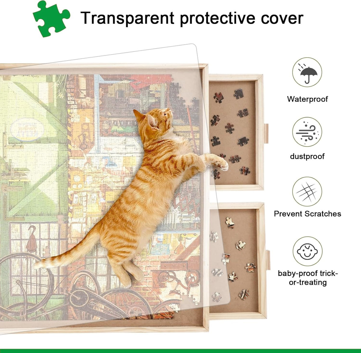 ALL4JIG 1500 Pieces Rotating Puzzle Board with Drawers and Cover, 66 x 88 cm, Portable Jigsaw Puzzle Table for Adults, Portable Lazy Susan Rotating Puzzle Boards, Birthday Gift for Mom - QUORE