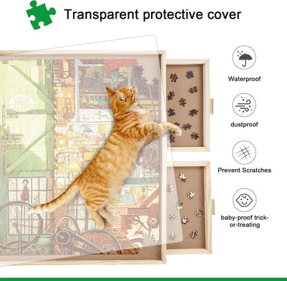 ALL4JIG 1500 Pieces Rotating Puzzle Board with Drawers and Cover, 66 x 88 cm, Portable Jigsaw Puzzle Table for Adults, Portable Lazy Susan Rotating Puzzle Boards, Birthday Gift for Mom - QUORE