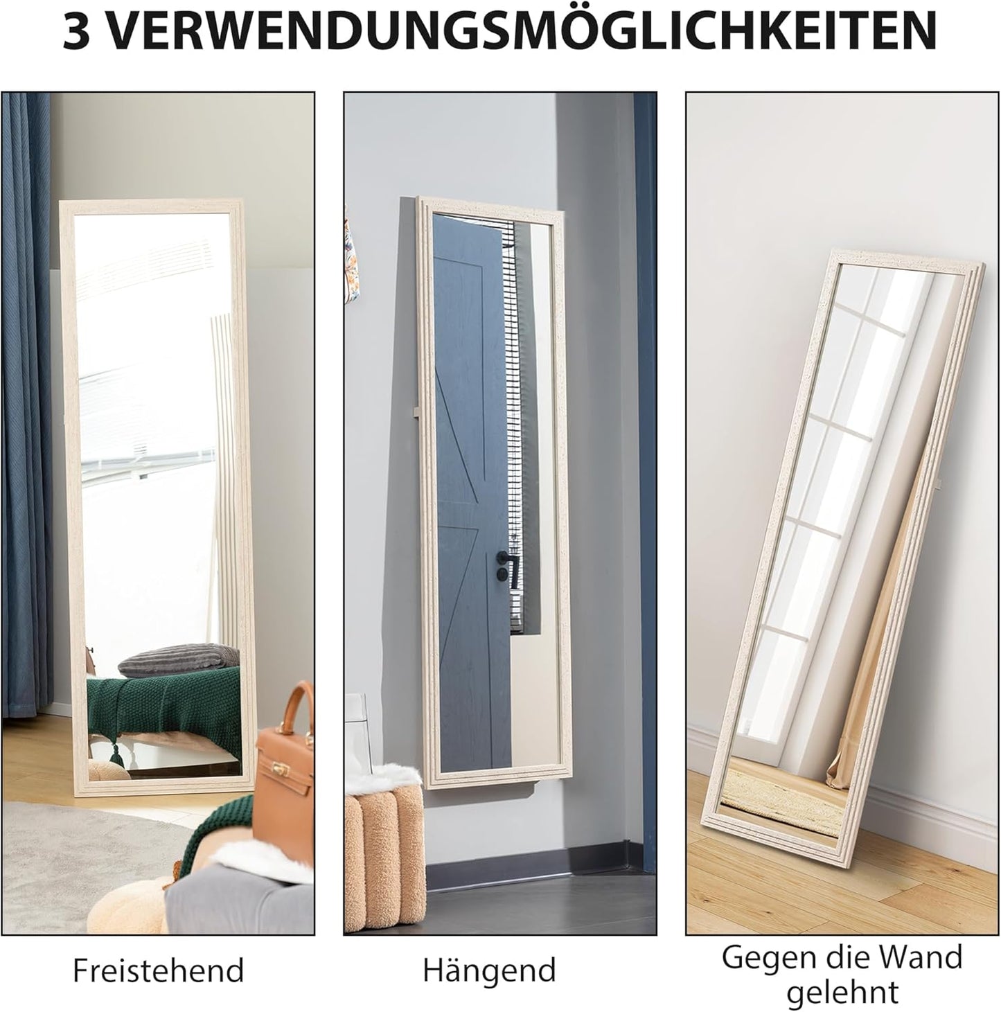 Full Body Spiegel – Staande Spiegel – Wandspiegel – Lichte Spiegel – Klassieke Spiegel – 160 x 50 cm – Veilig Gehard Glas