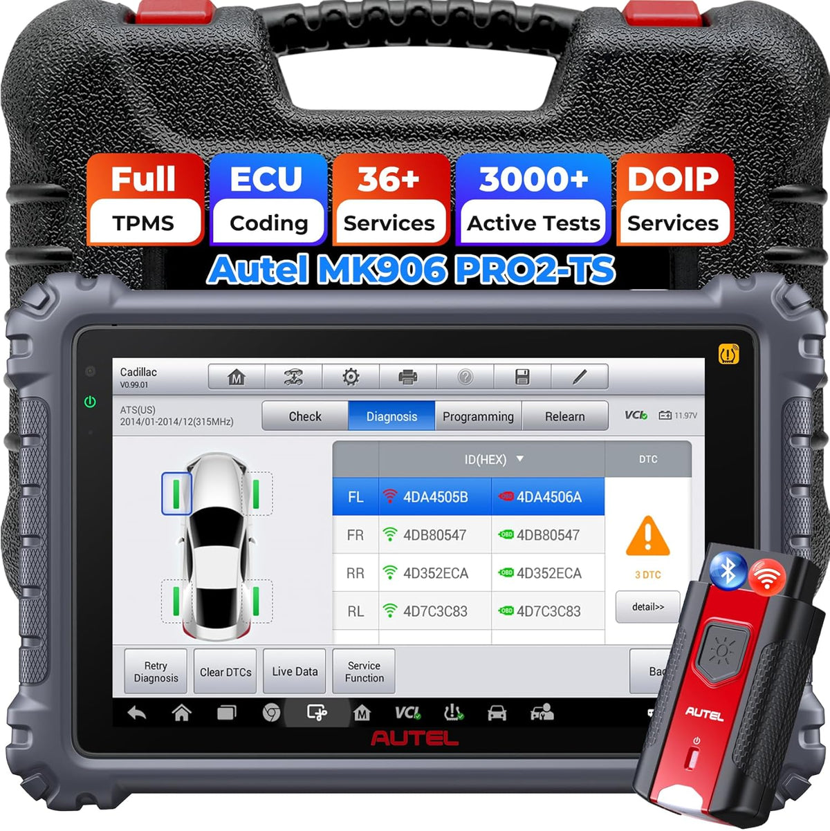 Autel MaxiCOM MK808K-BT OBD2 diagnoseapparaat auto: bidirectioneel zoals MK900-BT MK808BT Pro, upgrade van MX808S MK808S MK808BT autodiagnoseapparaat auto, 28+ dienst, alle systemen, Android 11, BT506