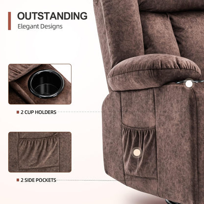 Relaxfauteuil – Relaxstoel – Lounge Chair – Fauteuil – Verstelbare Stoel – 360° Draaibaar – Inclusief Bekerhouders – Stevig Metalen Frame – Bruin – Comfortabele Bekleding – Ergonomisch Ontwerp