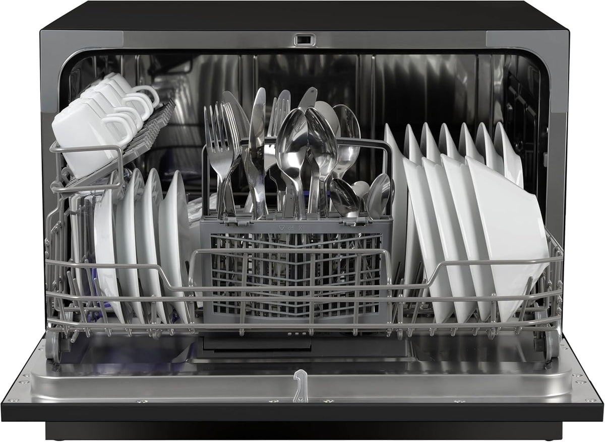 Tomado TDW5501B - Mini dishwasher - Small dishwasher - Freestanding - 6 place settings - 5 programs - Energy class D - Black