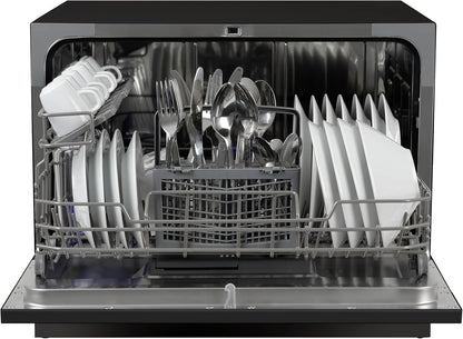 Tomado TDW5501B - Mini dishwasher - Small dishwasher - Freestanding - 6 place settings - 5 programs - Energy class D - Black
