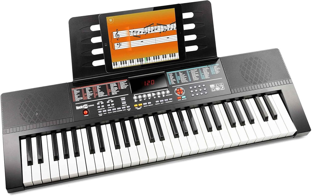 Keyboard Piano – Keyboard – Digitale Piano – Muziektoetsenbord – Pianotoetsen – 54 Volformaat Toetsen – Met Leerfuncties En Metronoom – Inclusief Muziekstandaard En Pianostickers