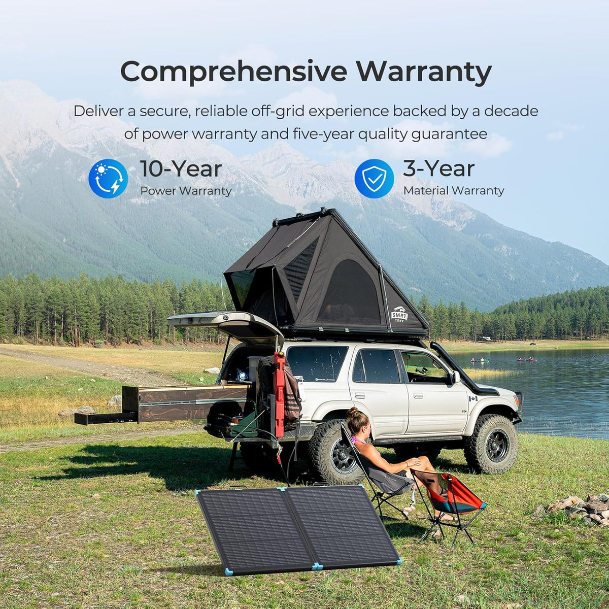 Renogy Solar Panels, 100W Portable Lightweight Solar Suitcase, N-Type 25% High Efficiency Foldable Panel 24.64x20.62, Fast Setup with Kickstands, IP67 Waterproof for RV Camping Off-Grid Blackouts