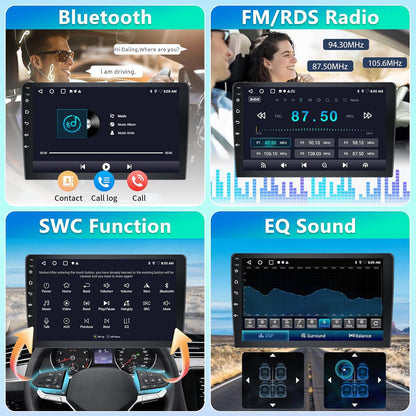 2+64G Auto Radio 2 din Android met Bluetooth GPS -Navigatie, Motorsi Dubbele din Carplay Radio Auto met Scherm, Stereo Auto Support Mirrorlink/FM/WIFI/USB/SWC + Achteruitrijcamera + Microfoon