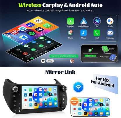 Android 15, 4G+64G GOHHDL Autoradio voor Fiat Fiorino Qubo Citroën Nemo Peugeot Bipper met Carplay Android Auto, 7 Inch 2Din Touchradio met GPS WiFi Bluetooth FM/RDS SWC Achteruitrijcamera & MIC