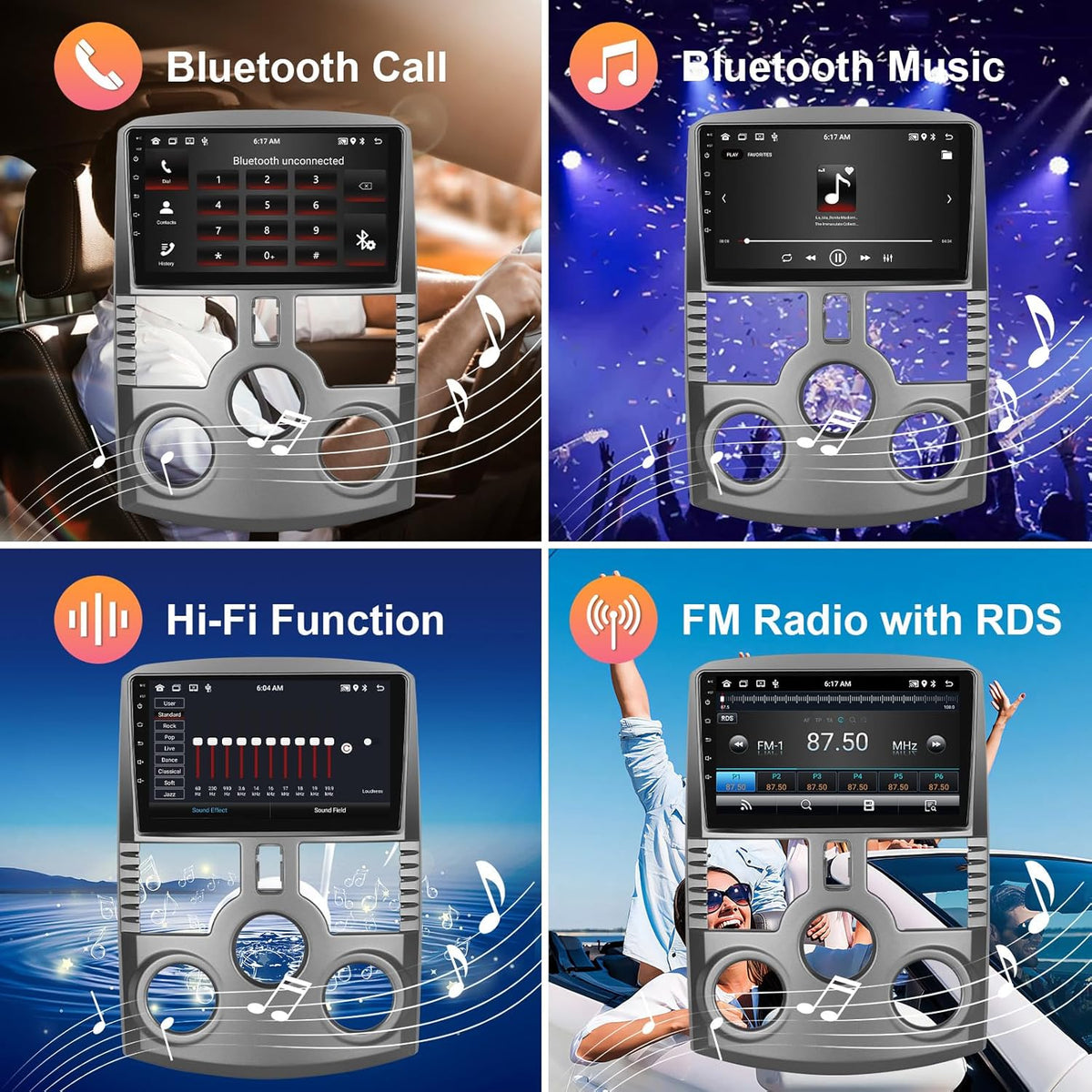 Hodozzy 2G+64G Android Autoradio voor Toyota Rush Daihatsu Terios 2006-2016 Draadloze Carplay Android Auto, 9 Inch Touchscreen Display met GPS Navi WiFi Bluetooth Hifi FM RDS Radio met Canbus